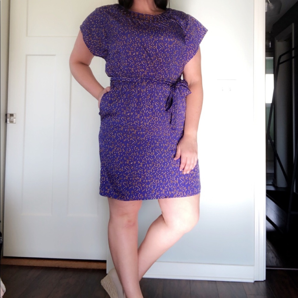 Blue/purple and gold pattern dress